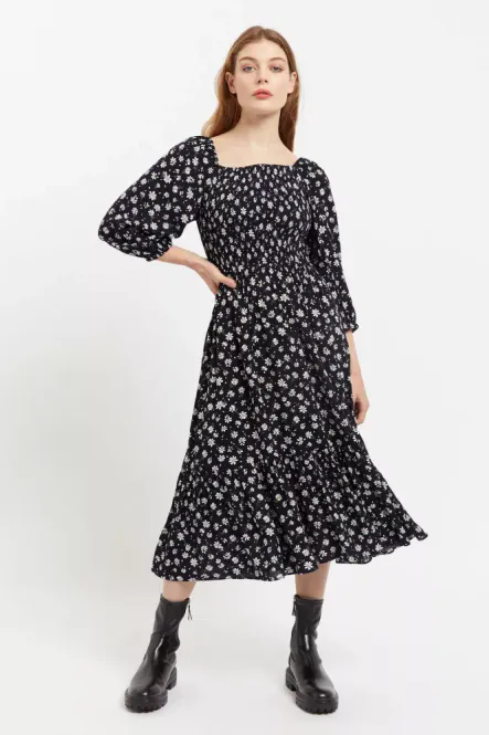 Hovedbilde Louche midikjole Loe, daisy drop, Marineblå